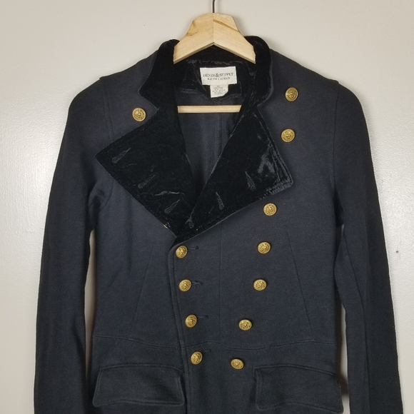 RALPH LAUREN Denim & Supply Double Breasted Knit Military Jacket Coat US S - Picture 2 of 13